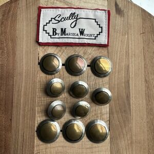 Marsha Wright Scully Western Metal Buttons Brass Silver Replacement 11 Item Set
